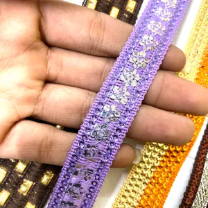 Flower Sequins Lace Trim Gimp Rhinestone Heavy Quality 20 MM Embroidery For Women's Garments And Dress Deals In Wholesale