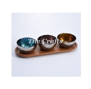 Tazón de Postre de Frutos Secos Martillado en Metal con Bandeja, Forma y Tamaño Personalizados, Servidor de Chocolate y Nueces en Venta - Product Image 6