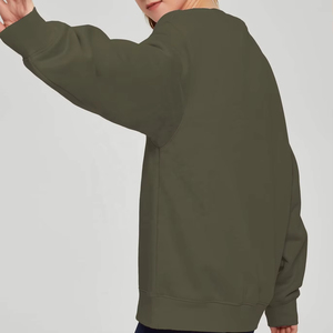 Venta al por mayor Vintage moda casual cuello redondo sudadera deporte algodón poliéster manga larga sudadera mujeres precio barato OEM - Product Image 4