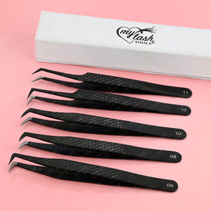 Pince à cils en fibre courbée pour volume, pince à cils russes à 90 et 45 degrés en acier inoxydable pour extensions de cils - Product Image 1