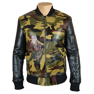 Veste de motard en cuir de vachette originale OEM Best pour hommes imprimé camouflage bombardier d'hiver caractéristiques imperméables chauffantes fermeture éclair grande taille - Product Image 6