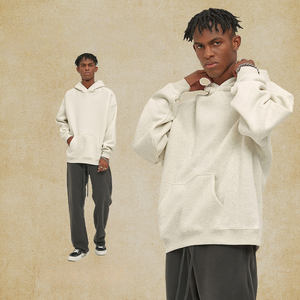 Survêtement d'hiver personnalisable pour hommes nouveauté couleur unie sweat-shirt respirant capuche épaisse délavé surdimensionné Streetwear imprimé - Product Image 2