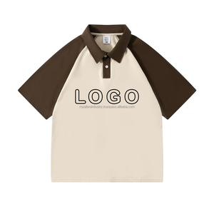 Logo personnalisé 240Gsm polos à manches courtes et à épaules tombantes 100% coton Patchwork mode Streetwear polos pour hommes - Product Image 4