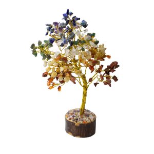 Seven Chakra หินอัญมณีแห่งความมั่งคั่ง,บอนไซรักษาเสริมฮวงจุ้ยและเรกิด้วยลวดสีทองสำหรับตกแต่งบ้าน - Product Image 2