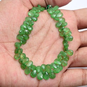Tsavorita 5x7mm-6x9mm, Gema en Forma de Pera, Cuentas Facetadas, Granate Verde Natural, Gema Preciosa, Cuentas Sueltas para Joyería - Product Image 4