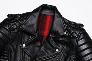 แจ็คเก็ตหนังแท้ผู้ชาย แฟชั่นกันลม แจ็คเก็ตหนังคุณภาพสูง หนังแกะ แจ็คเก็ตนักขี่มอเตอร์ไซค์ สไตล์สตรีทแวร์ - Product Image 3