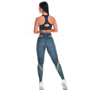Pantalones de Yoga de fitness alto para mujer con logotipo personalizado Leggings transpirables para mujer para verano Estampado en la cintura - Product Image 3