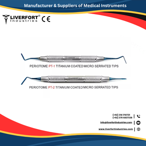 Ensemble périotome dentelé en titane bleu PT1 PT2, détartreur d'extraction atraumatique de dent d'implant dentaire en acier inoxydable allemand CE & ISO - Product Image 5