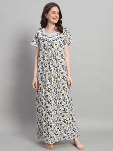 Camisón Victoriano de Encaje 100% Algodón para Mujer, Mangas Largas, Largo Completo, Tela Transpirable, Cuello con Estampado Floral, Verano - Product Image 3
