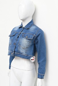 Vente en gros de veste courte pour femmes en denim respirant personnalisées coupe-vent d'hiver à col rabattu avec logo personnalisé confortable - Product Image 2