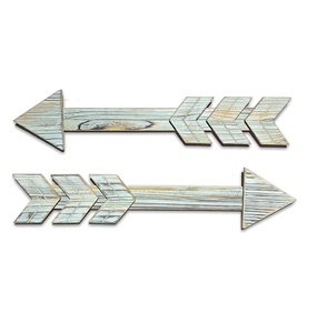 Flechas decoración de pared juego de madera de 2 granja flecha azul signo decorativo rústico hogar pared colgante decoración hogar sala de estar comedor - Product Image 1