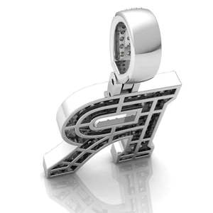Pendentif Moissanite 3 carats avec initiale R en or blanc - Pendentifs et breloques - Product Image 4