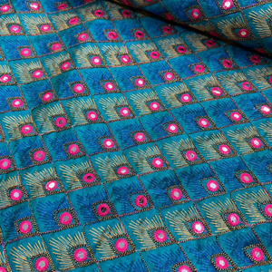 Phantom Katli Heavy Mirror Work Tela bordada Diseño completo para trajes de boda Sarees Lehenga Fashion al mejor precio - Product Image 1