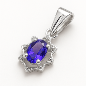 จี้รูปไข่พลอยอเมทิสต์ชุบโรเดียมเงินแท้ ทำมือ สไตล์มินิมอล สร้อยคอประดับอัญมณี ประจำเดือนกุมภาพันธ์ - Product Image 3