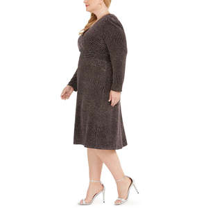 Abito da donna R&M Richards taglie forti, comodo, in maglia glitterata, modello A-Line, colore antracite, taglia 14, con vita naturale - Product Image 3