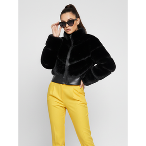 BYMANYC Giacca Corta Stile Flatiron di New York in Ecopelliccia Slim-fit da Donna Vintage con Chiusura a Cerniera in Tessuto di Lana - Product Image 4