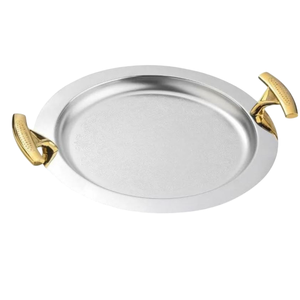 Plateau de service rectangulaire antique Poignées en métal Accent de feuille fait à la main pour la restauration Événements de fête de mariage Collations personnalisables - Product Image 6