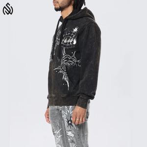Rhinestone Pullover Sudaderas con capucha de los hombres de calidad superior Pullover Pocket Rhinestone Design Hoodies - Product Image 3