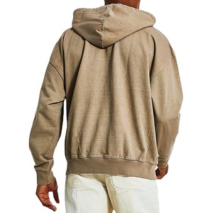 Fabricants de vêtements personnalisés 2025 Nouveautés Sweatshirts lavés à la pierre teints unis Streetwear Distressed Hoodies - Product Image 3