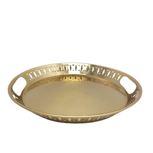 Plateau de service rond en fer couleur or plateau fini plats et plateaux pour fruits secs en vrac - Product Image 3