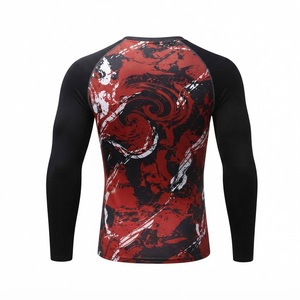 Men <b>Compression</b> Rash Guard Long Sleeve Sports Jersey Printed Fitness Shirt MMA Training Top - Product Image 4