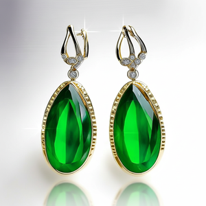 <b>Green</b> Hydro Pear with CZ Earrings 925 Sterling Silver 18K Gold Plated Drop Earrings for Women Wedding Fine Jewelry - Product Image 2