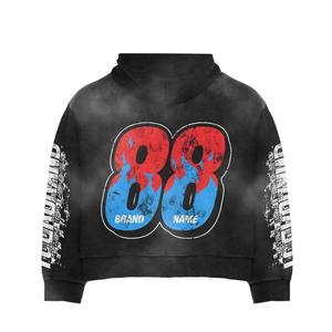 Chándales extragrandes de diseño personalizado para hombre, venta al por mayor, chándales negros con cremallera y logotipo de manga larga de peso pesado a la moda de invierno. - Product Image 4