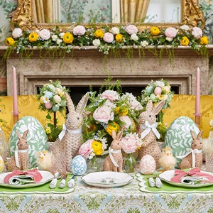 Petit lapin en rotin fabriqué au Vietnam matériau écologique utilisé pour la décoration de la maison ornements en gros - Product Image 5