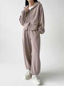 Women's Plus Size Eco-Friendly 100% Cotton Fleece Lightweight <b>Tracksuit</b> Set Solid Pattern Winter Activewear Sweatsuit Hooded - Product Image 5