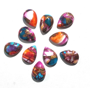 ธรรมชาติสีชมพู Dahlia ทองแดงเทอร์ควอยซ์ลูกแพร์รูปร่าง Flatback Cabochon อัญมณีสําหรับเครื่องประดับขายส่งผู้ผลิตแหวนสร้อยข้อมือ - Product Image 2