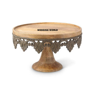 แท่นวางเค้กไม้ดีไซน์เส้นขอบทรงกลมเครื่องใช้บนโต๊ะทำมือคุณภาพระดับพรีเมียมอุปกรณ์สำหรับวางเค้กไม้ดีไซน์คลาสสิก - Product Image 1