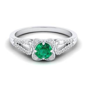 Anillo de Plata de Ley 925 de Alta Calidad REYES con Moissanita, Corte Redondo, 0.5 Quilates, Gema de Esmeralda Verde, Anillos de Joyería para Regalo de Boda - Product Image 1