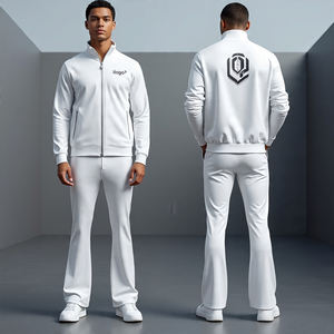 Chándal con cremallera para hombre más nuevo con pantalones acampanados/100% algodón y material transpirable con pantalones holgados y chándales con cremallera - Product Image 4