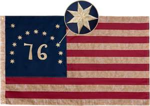 ธงเบนนิงตัน ปี 1776 ขนาด 3x5 ฟุต สีชาโบราณ ธงชาติอเมริกันปี 76 ผ้าโพลีเอสเตอร์กันน้ำสำหรับใช้งานกลางแจ้งอย่างหนัก ปักลายอาณาจักรอเมริกัน - Product Image 2