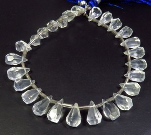 Cuentas de pepita de lágrima de cuarzo de hielo natural al por mayor 8-14mm gemas facetadas transparentes piedras preciosas sueltas de 8 hebras - Product Image 4