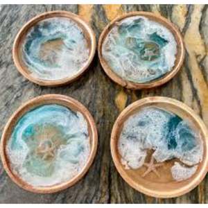 Posavasos de resina duraderos con bordes lisos para uso diario, Juego de 4 con material y calidad extra grandes - Product Image 1