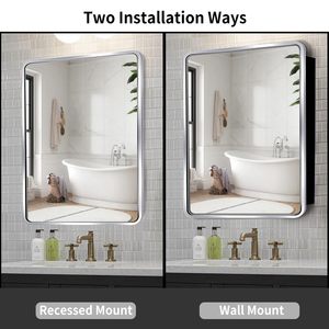 Spacious Aluminum Bathroom Medicine Cabinet with <b>Rectangle</b> <b>Mirror</b> for Home Bathrooms and Hotel Suites' Modern Restrooms - Product Image 3