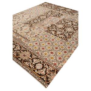 Erbe Hand Knotted <b>Wool</b> Bamboo Silk Rug Beige <b>Brown</b> 10mm Plush Thickness Medallion Rectangle Hallway for Home Use-LRB-1676 - Product Image 2