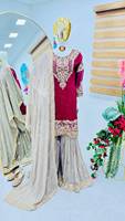 Conjunto de Diseño Georgette con Bordado de Lentejuelas y Espejos, Estilo Vintage, Transpirable, de Malla Sólida, Top, Sharara y Dupatta para Adolescentes