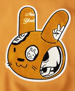 เสื้อแจ็กเก็ตเบสบอลสำหรับผู้ชายเสื้อแจ็กเก็ตหนังขนแกะปักลาย - Product Image 2