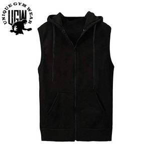 Pull à capuche en coton sans manches pour hommes avec logo personnalisé en gros Sweat à capuche vierge d'entraînement sans manches à la mode impression OEM de qualité - Product Image 5