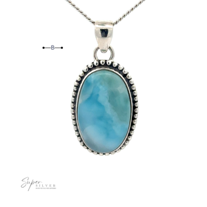 Colgante Larimar Oval con Borde de Bola o Cuerda - Product Image 3