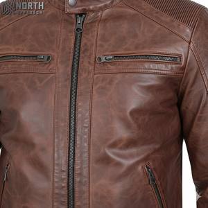 Blouson aviateur d'hiver en cuir camouflage pour homme avec fermeture à glissière Logo avant Style moto et motard - Product Image 3