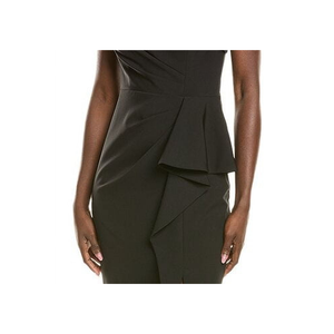 Abito lungo monospalla nero in crêpe con volant Vince Camuto, silhouette aderente, vita naturale, taglia 8 - Product Image 3