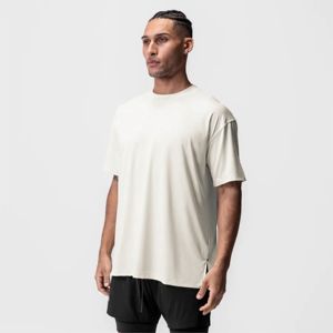 Camiseta de entrenamiento de gran tamaño de marfil, camiseta de gimnasio de rendimiento que absorbe el sudor, antimicrobiano, camiseta de entrenamiento atlético Boxy Fit de secado rápido - Product Image 2