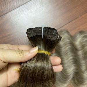 Ofertas de descuento, extensión de pelo plano de trama de pelo de color oscuro con extremo completo dibujado Doble - Product Image 5