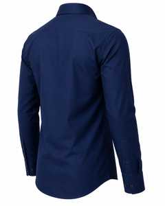 Chemise décontractée en coton tricoté bleu marine de qualité supérieure pour homme, broderie personnalisée du logo, manches longues - Product Image 5