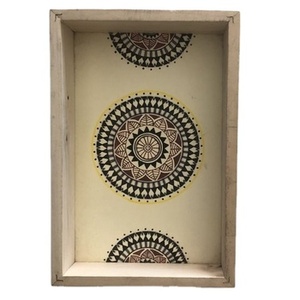 Plateau à café élégant en bois avec design Meena parfait pour les fournitures d'intérieur de la maison Plateau de service élégant pour un usage quotidien - Product Image 1