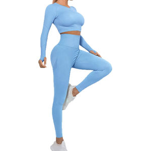 Womens Workout <b>Sets</b> <b>Two</b> <b>Piece</b> Straps Tank Top Matching High Waist Leggings Gym Work Out Outfits with Pockets - Product Image 3