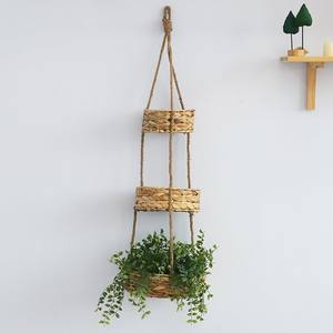 ตะกร้าใส่ของทำมือจากผักตบชวา ตะกร้าแขวนสำหรับเก็บของในครัว ตู้เก็บของ หรือวางบนเคาน์เตอร์ - Product Image 6